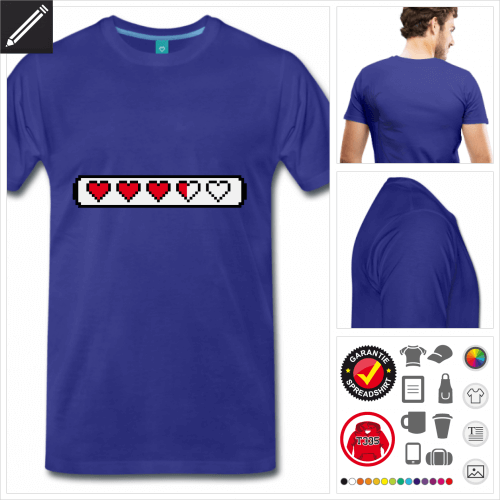 blaues Gamer T-Shirt selbst gestalten. Online Druckerei