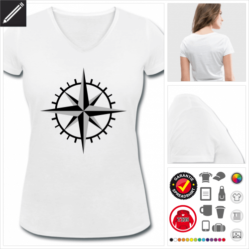 basic Kompassrose T-Shirt selbst gestalten. Druck ab 1 Stuck