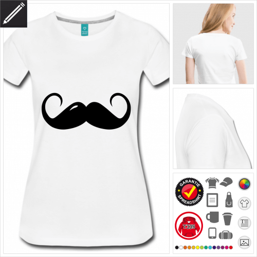 basic Schnurrbart T-Shirt selbst gestalten. Druck ab 1 Stuck