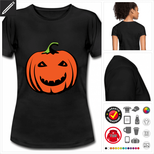 schwarzes Jack o' Lantern T-Shirt gestalten, Druck ab 1 Stuck