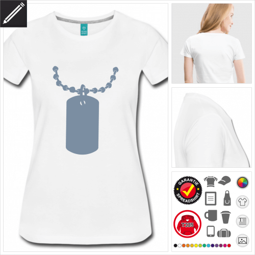 Frauen Erkennungsmarke T-Shirt selbst gestalten. Online Druckerei