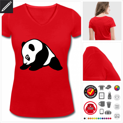 rotes Panda T-Shirt gestalten, Druck ab 1 Stuck