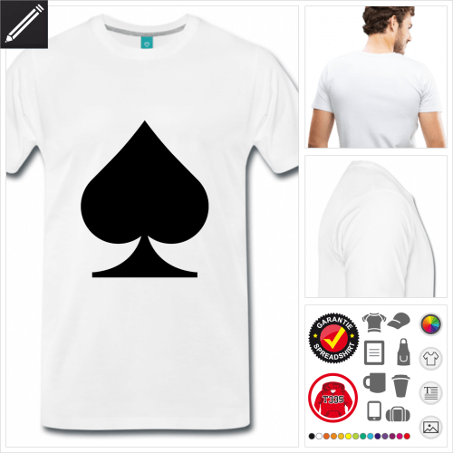 weisses Karte T-Shirt selbst gestalten. Online Druckerei