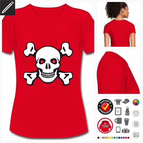 Frauen Totenkopf T-Shirt selbst gestalten. Online Druckerei