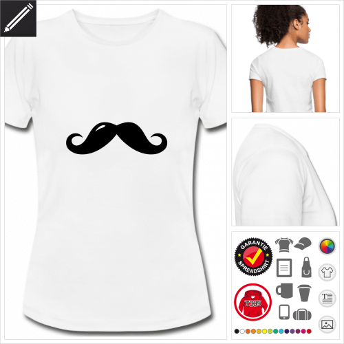 weisses basic moustache T-Shirt selbst gestalten. Druck ab 1 Stuck