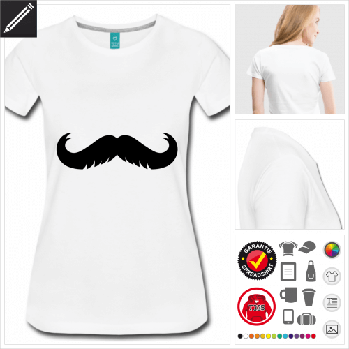 basic Oberlippenbart T-Shirt online Druckerei, hhe Qualitt