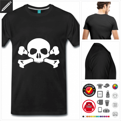 Mnner Piratenflagge T-Shirt selbst gestalten. Online Druckerei