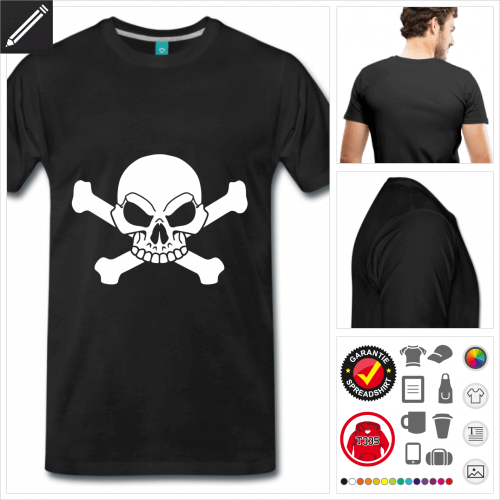 Mnner Piratenflage T-Shirt personalisieren