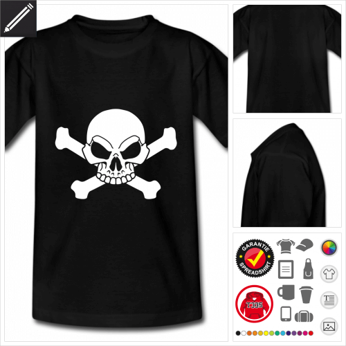 Totenkopf und Kreuzknochen Kurzarmshirt online Druckerei, hhe Qualitt