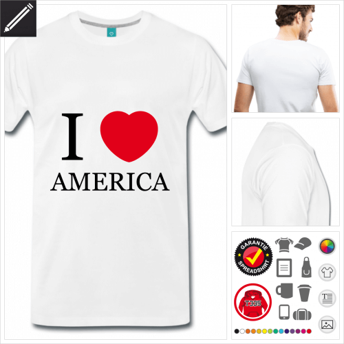 weisses I love America T-Shirt zu gestalten