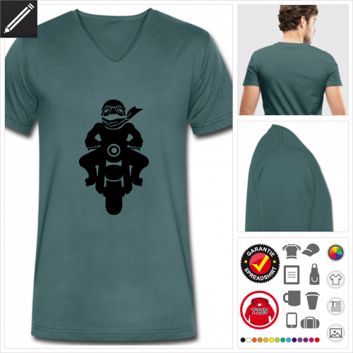 V-Ausschnitt Motorrder T-Shirt online zu gestalten