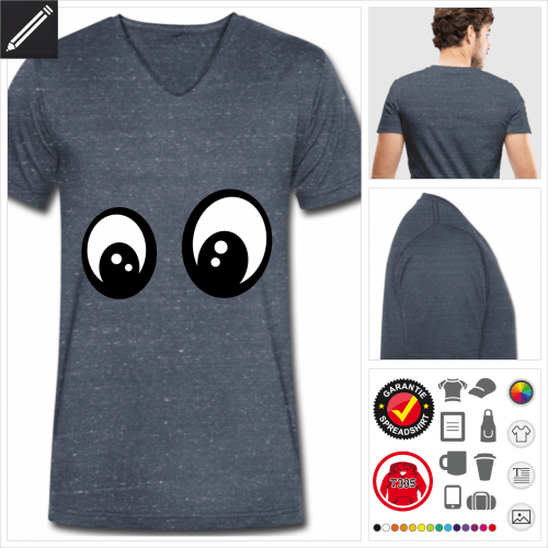 V-Ausschnitt Emoji T-Shirt online Druckerei, hhe Qualitt