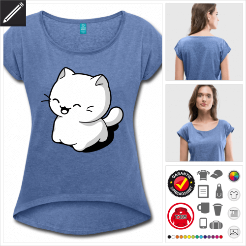 Frauen Katze T-Shirt selbst gestalten. Druck ab 1 Stuck