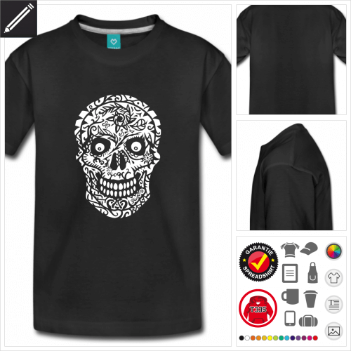 Teenager Totenkopf T-Shirt gestalten, Druck ab 1 Stuck