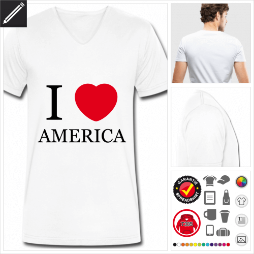 USA Kurzarmshirt gestalten, Druck ab 1 Stuck