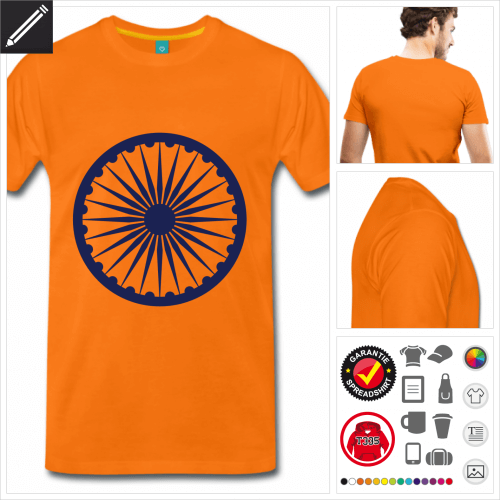oranges Mnner Charkha T-Shirt selbst gestalten. Online Druckerei