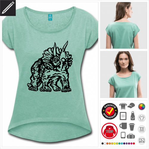 cropped Triceratops Dinosaurier Top selbst gestalten. Online Druckerei