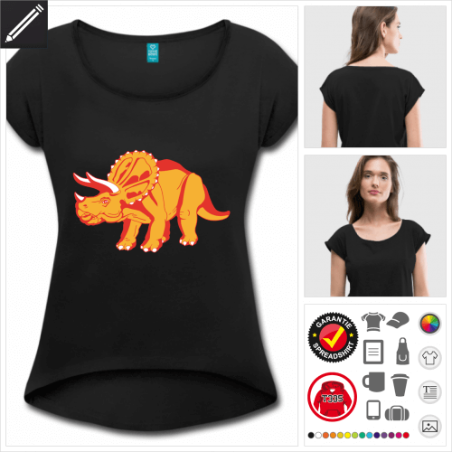 schwarzes Dinosaurier T-Shirt selbst gestalten