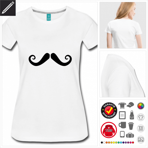 Frauen Dandy Schnurrbart T-Shirt selbst gestalten