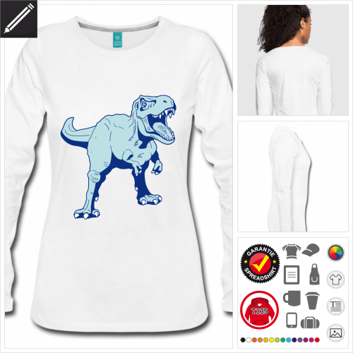 Dinosaurier Langarmshirt selbst gestalten. Online Druckerei