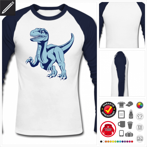 Farbiges Velociraptor Langarmshirt online Druckerei, hhe Qualitt