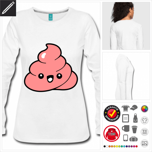 Kot emoji Langarmshirt gestalten, Druck ab 1 Stuck