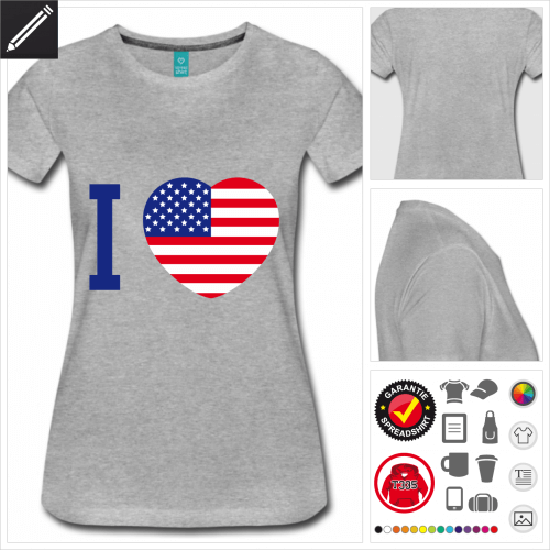 United States Kurzarmshirt selbst gestalten. Druck ab 1 Stuck