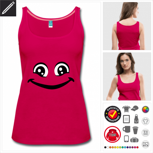 rosa Smiley Tank Top selbst gestalten. Online Druckerei