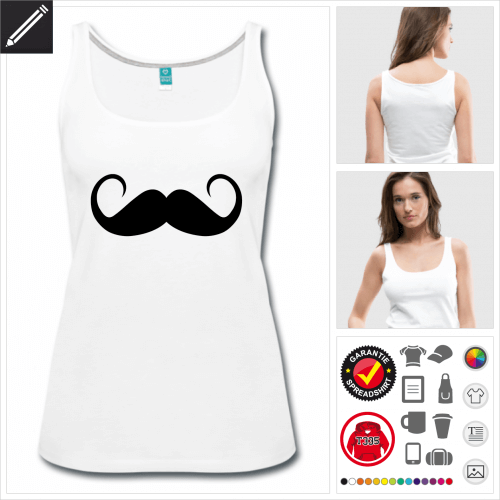 weisses moustache T-Shirt selbst gestalten