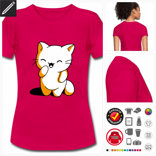 purpurrotes Ktzchen kawaii T-Shirt selbst gestalten. Druck ab 1 Stuck