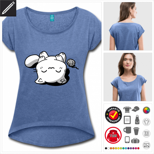 Frauen Katze Kawaii T-Shirt selbst gestalten