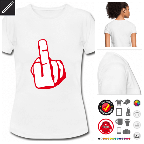 weisses Stinkefinger T-Shirt online zu gestalten