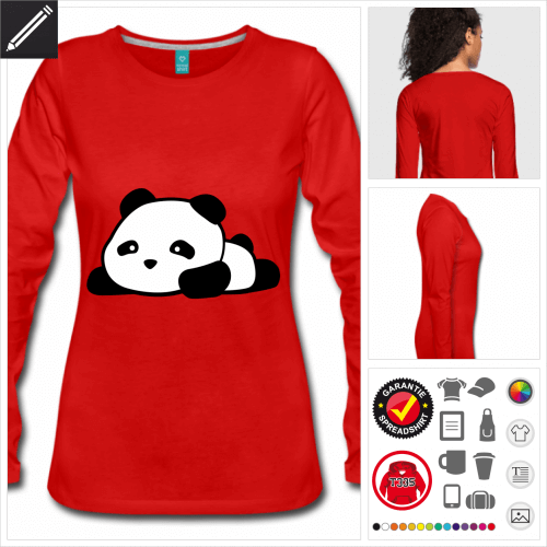 Panda Langarmshirt selbst gestalten. Online Druckerei