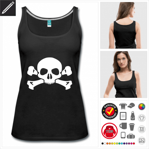 schwarzes Totenkopf Tank Top selbst gestalten