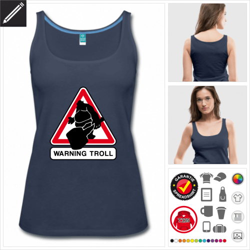 blaues Verkehrsschild Tank Top online gestalten