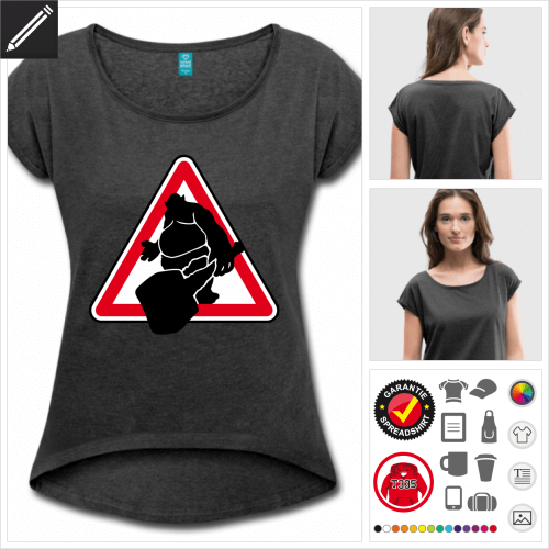 Frauen Troll Verkehrsschild T-Shirt online zu gestalten