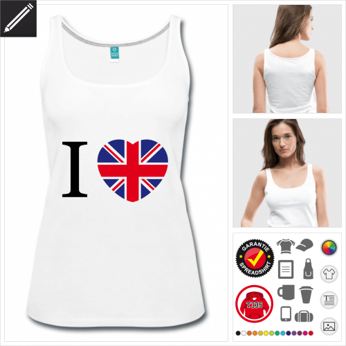 basic England Tank Top selbst gestalten. Druck ab 1 Stuck