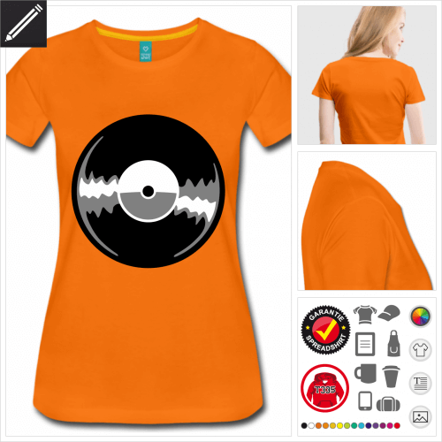 Vinyl Schalplatte T-Shirt selbst gestalten. Druck ab 1 Stuck