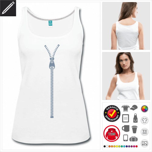 Zipper weisses Tank Top online gestalten