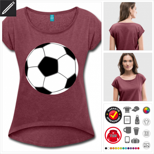 burgundrotes Fuball ball T-Shirt personalisieren