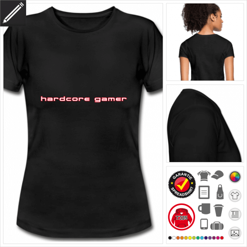 schwarzes Gaming T-Shirt selbst gestalten. Druck ab 1 Stuck