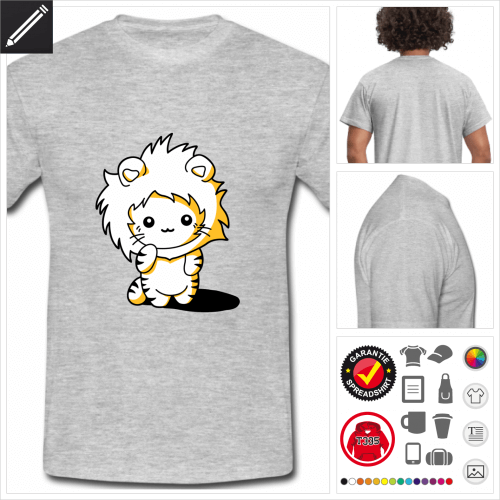 graues Lustiges Ktzchen T-Shirt selbst gestalten. Online Druckerei