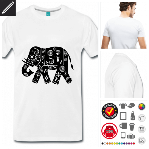 grünes Elefant T-Shirt selbst gestalten. Online Druckerei