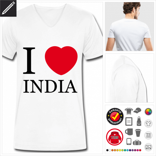 basic I love India T-Shirt zu gestalten
