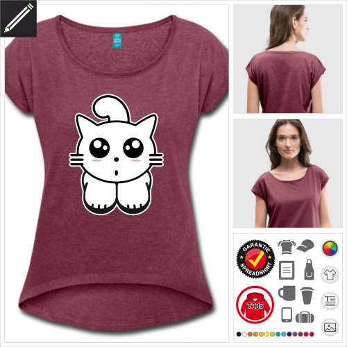 Frauen Kawaii T-Shirt selbst gestalten. Druck ab 1 Stuck