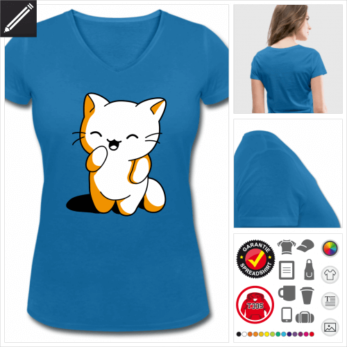 Frauen Katze T-Shirt online Druckerei, hhe Qualitt