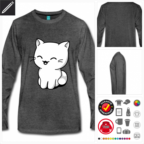 Kawaii Ktzchen Langarmshirt selbst gestalten. Online Druckerei