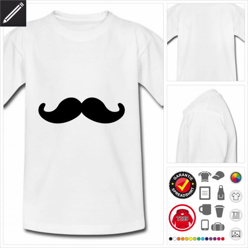 Kinder Moustache T-Shirt selbst gestalten. Online Druckerei