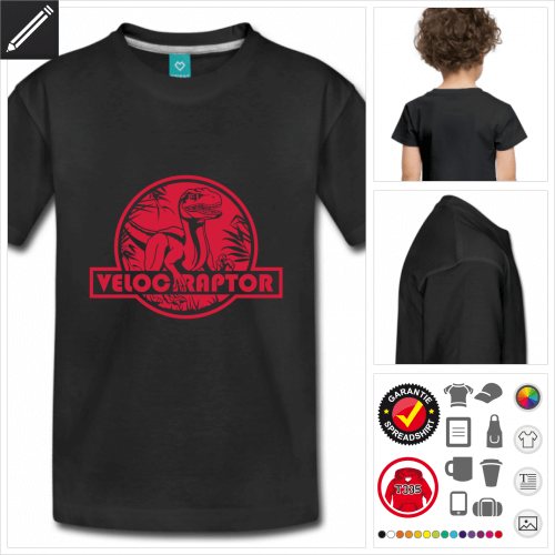 Kinder Velociraptor T-Shirt gestalten, Druck ab 1 Stuck