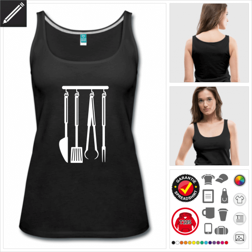 schwarzes bbq Tank Top selbst gestalten. Druck ab 1 Stuck